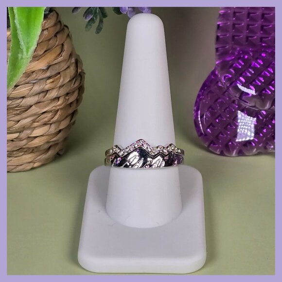 Mountain-Inspired Stacking Rings With CZ‎ Accents Size 10 (NWOT) - Picture 1 of 6